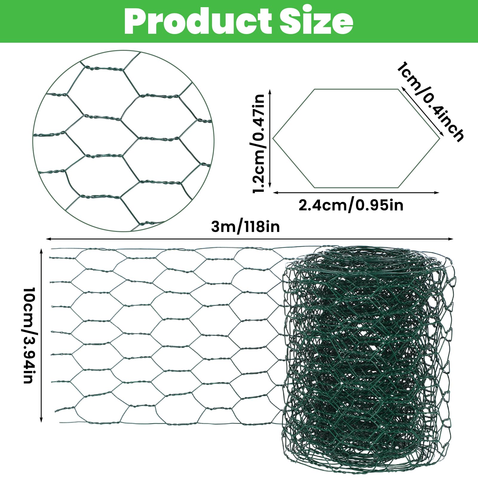 Chicken Wire for Floral Arrangements 3.94x118 Inch Mesh Netting - Image 2