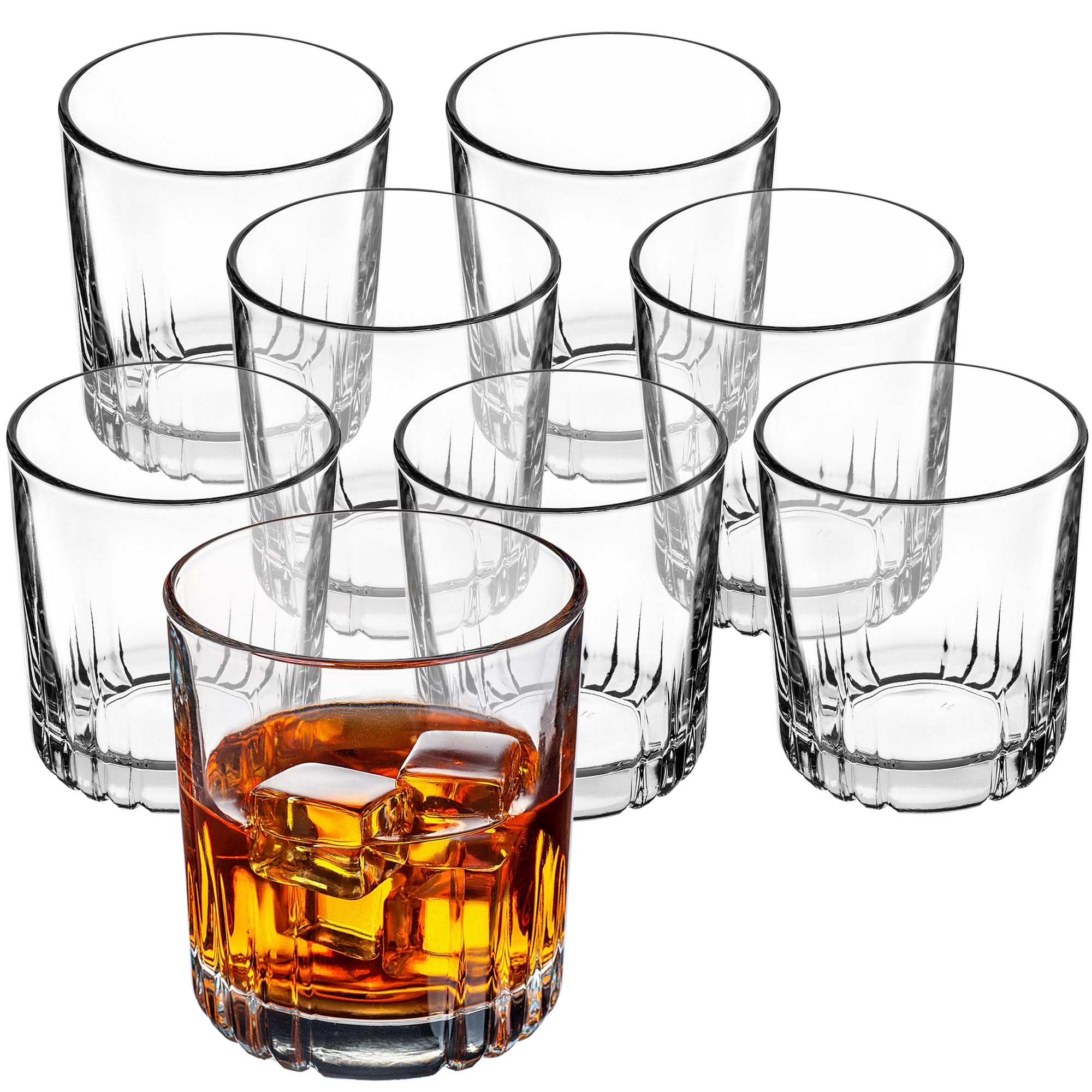 KADAX Vasos de whisky de 280 ml, juego de 8 vasos para zumo, agua, whisky, bourbon, whisky y cócteles, elegantes vasos con fondo pesado, vasos de agua de cristal