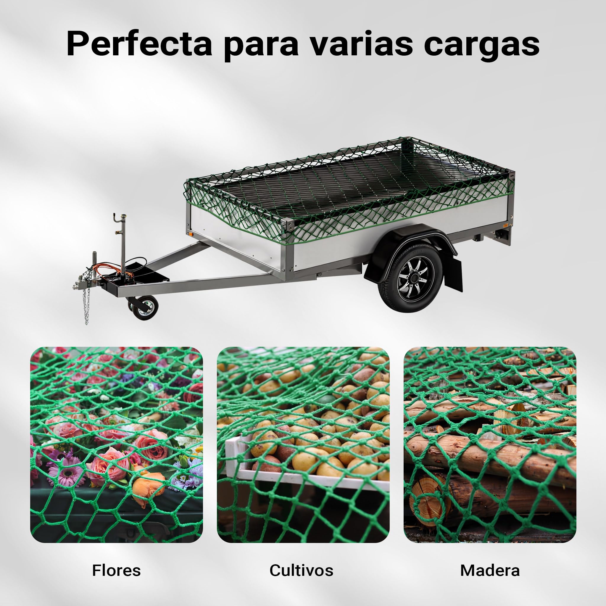 Wiltec Red para Remolque 5 x 3 m Red de transporta para asegurar Carga Equipaje Red sujeción de cargamento Malla 45 x 45 mm