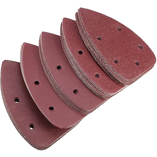 Almohadillas de lija para ratón, papel de lija con detalles surtidos de grano 4080120180240, 5 agujeros de gancho y bucle para lijadora de detalles