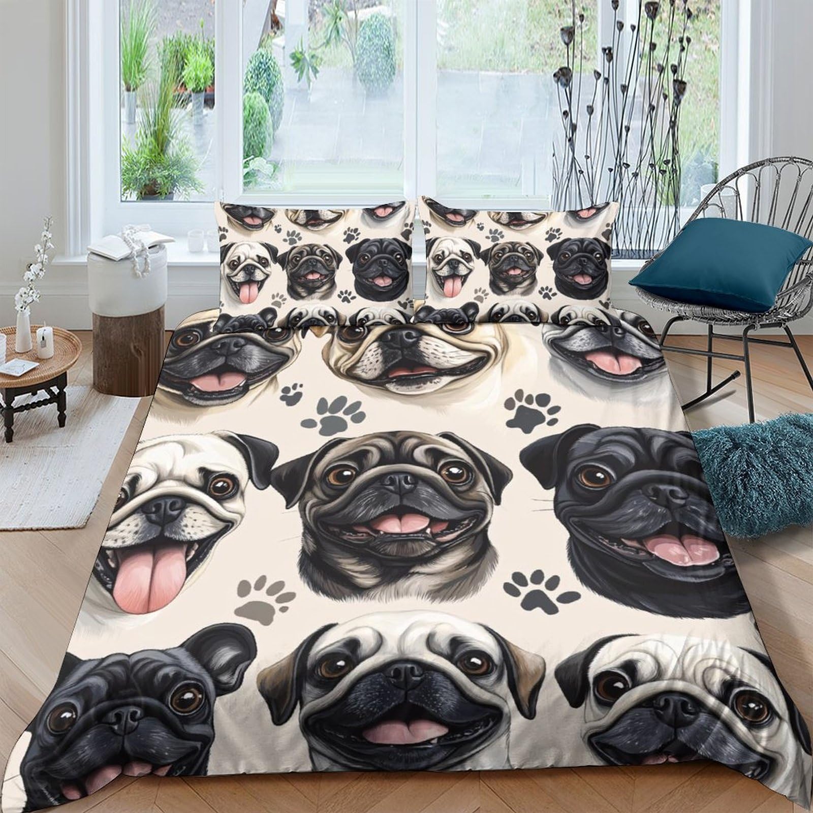 Ctjqhvkz Style-6 3D Printed Pug Dog Fitted Sheet Microfiber Soft Anti-Slip French Bulldog Mattress Cover For Bedroom Dorm Decor Washable Single（135X200cm）
