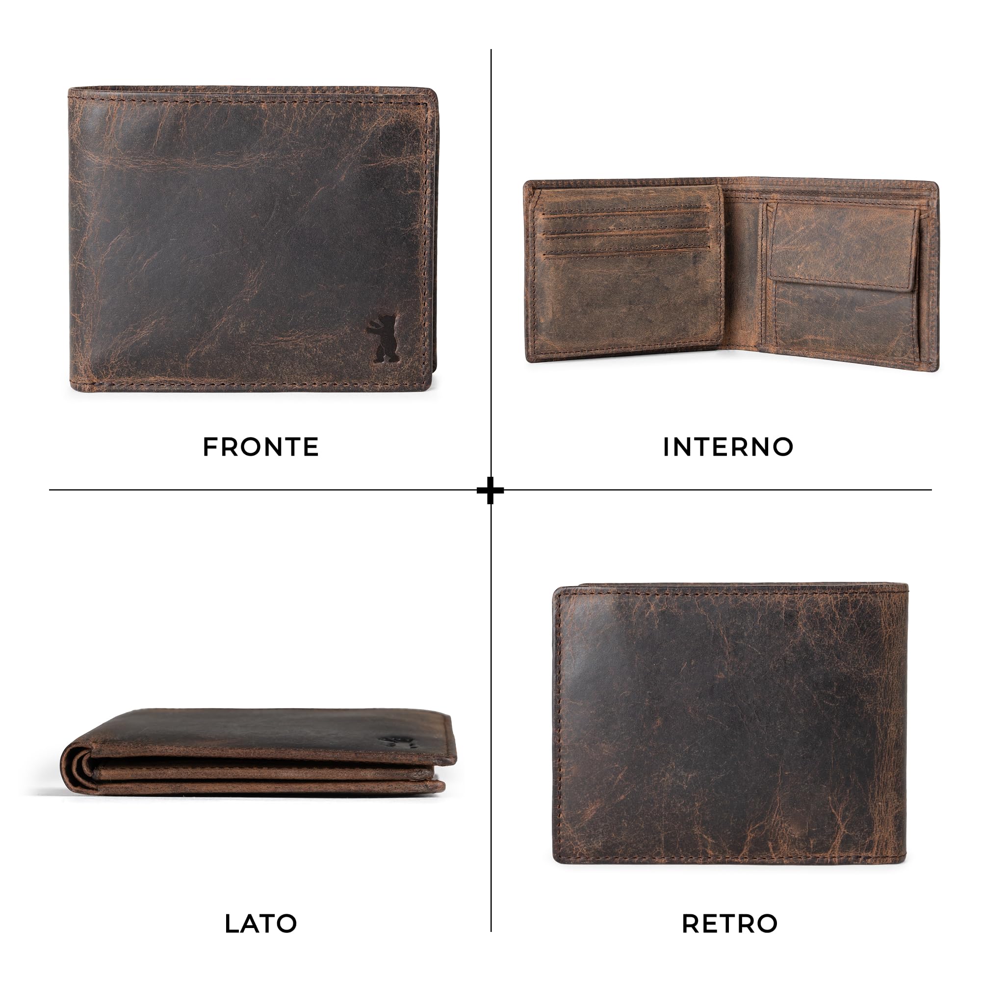 Berliner Bags Portafoglio Uomo Pelle Peter, Compatto con Portamonete, Porta Carte e Protezione RFID, Portafoglio Classico – Marrone
