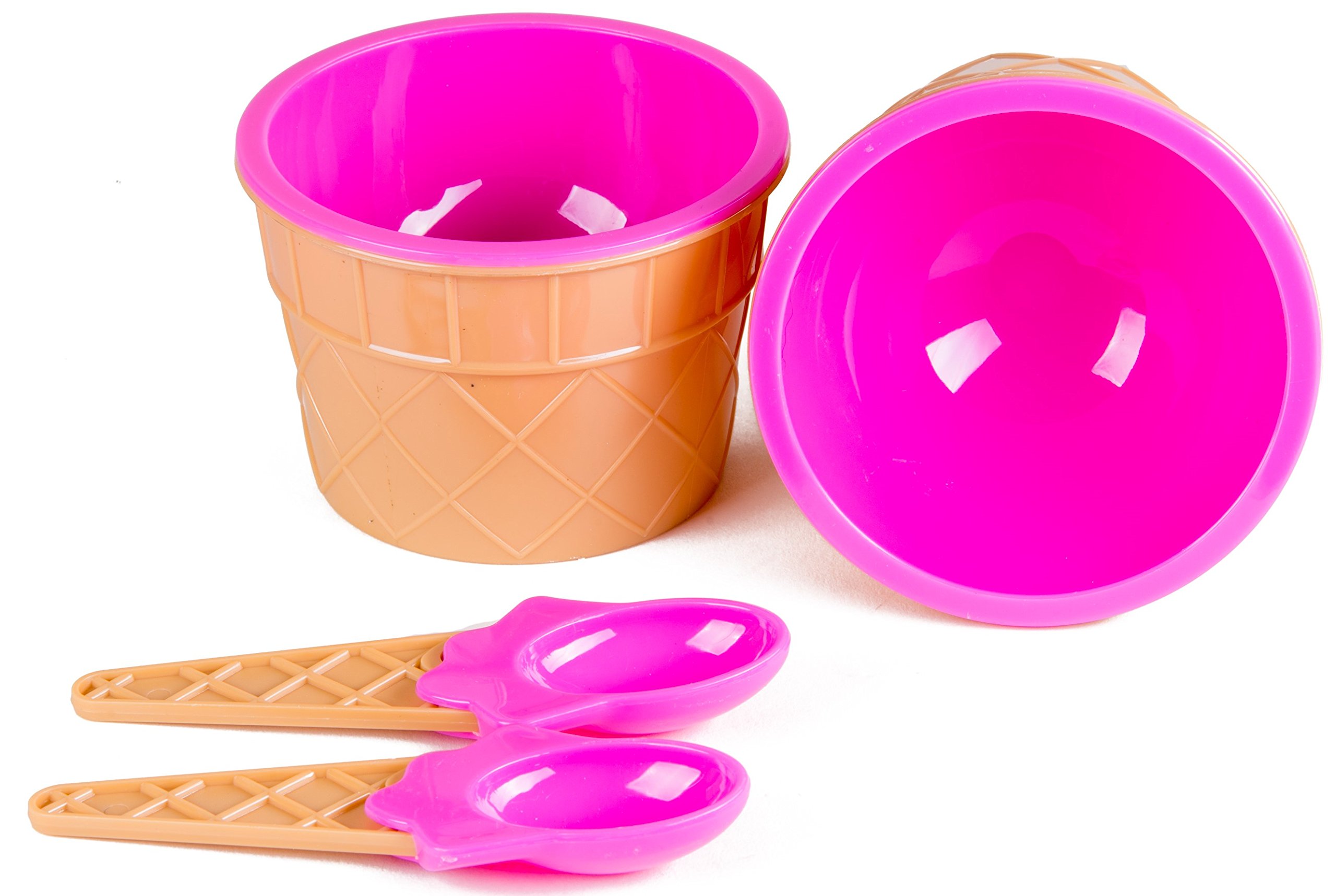 Buy Ice Cream Cups with Spoons / Large Plastic Dish with Spoon / Dessert Sundae Frozen Yogurt
