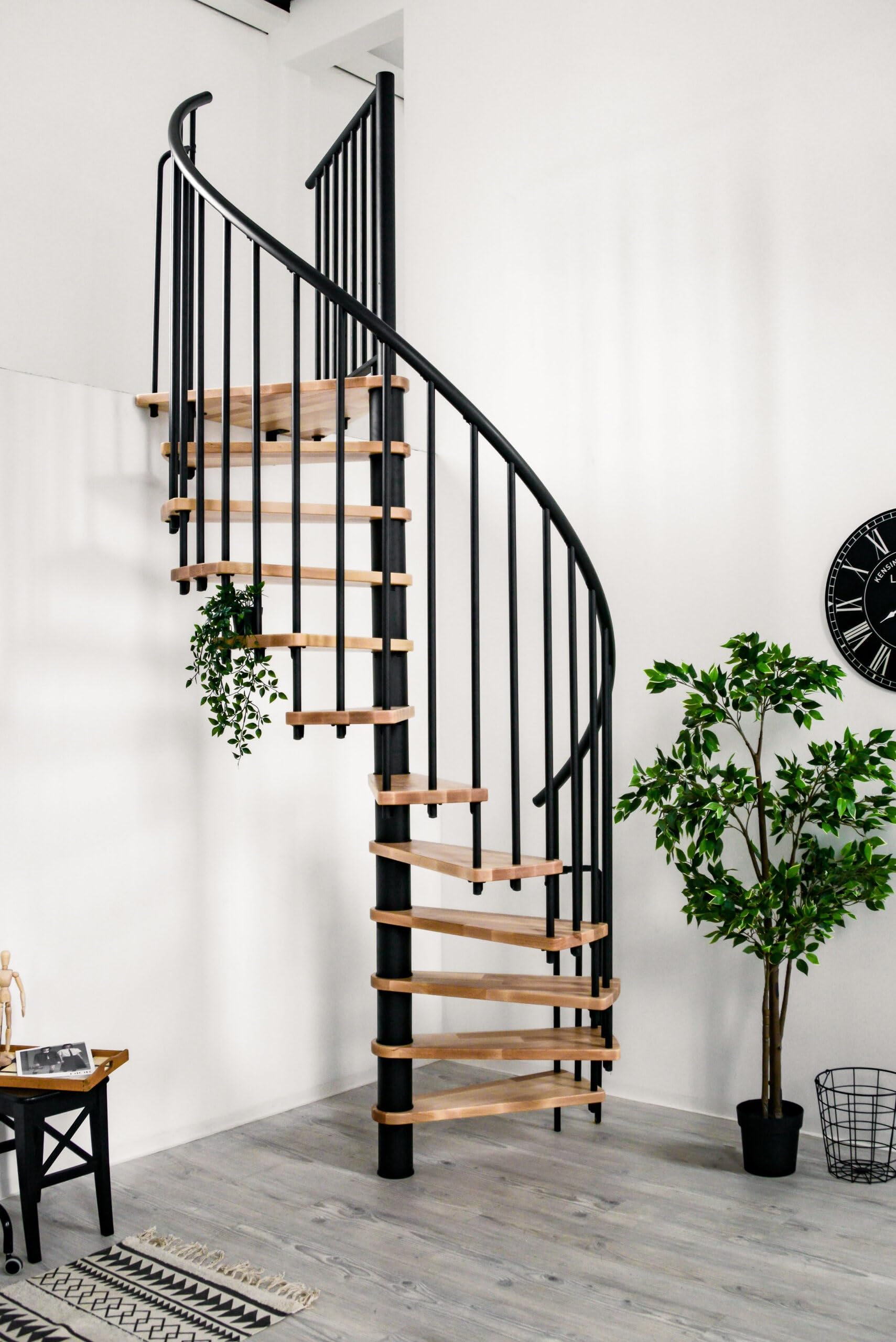 Austrian Indoor Spiral Staircase Beech Wood Lacquered Step