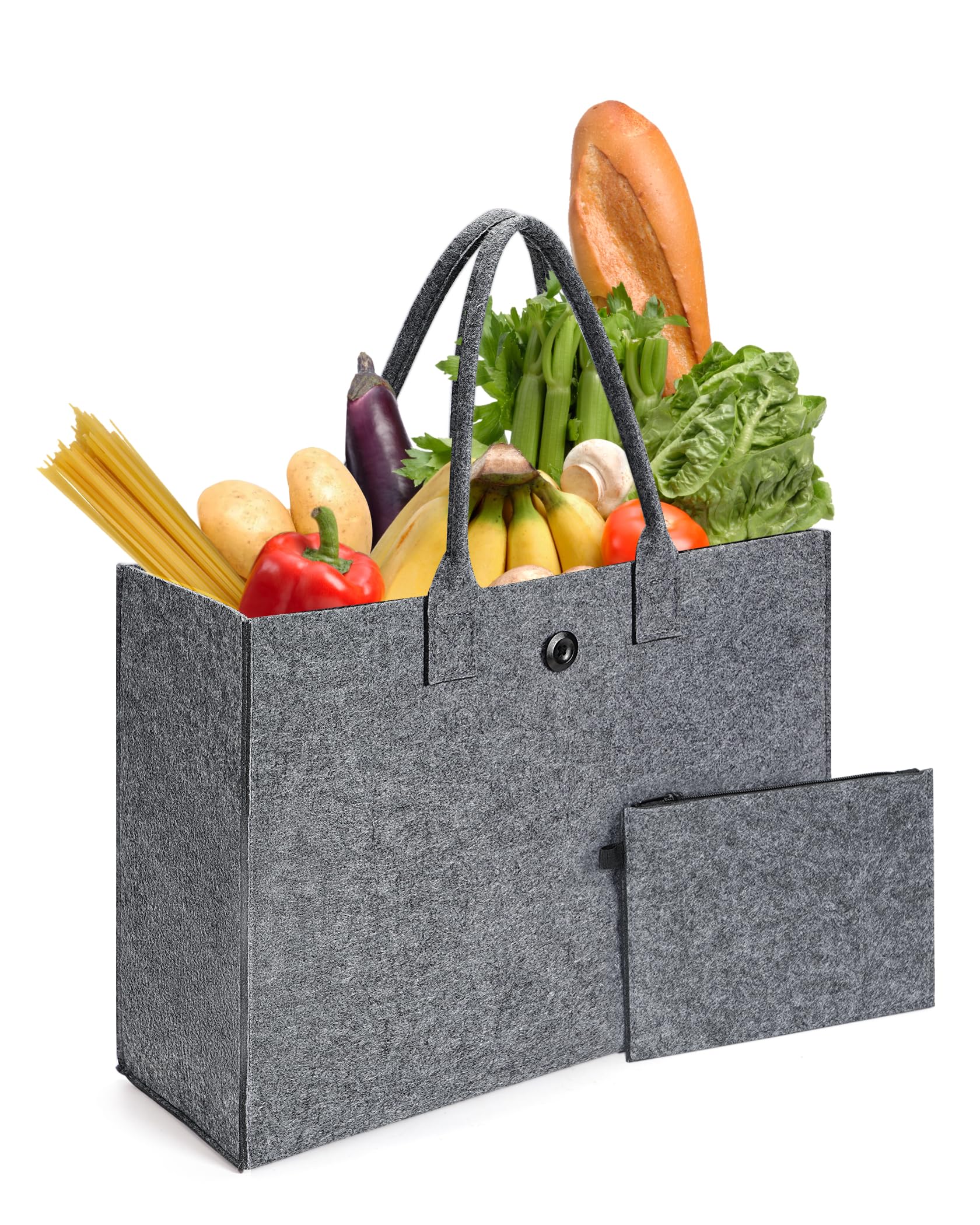 Photo 1 of ECOHUB Reusable Grocery Bags 20L, Heavy Duty Shopping Bag with 45lbs Tear Resistant, Foldable Tote Bag with Handle Grey