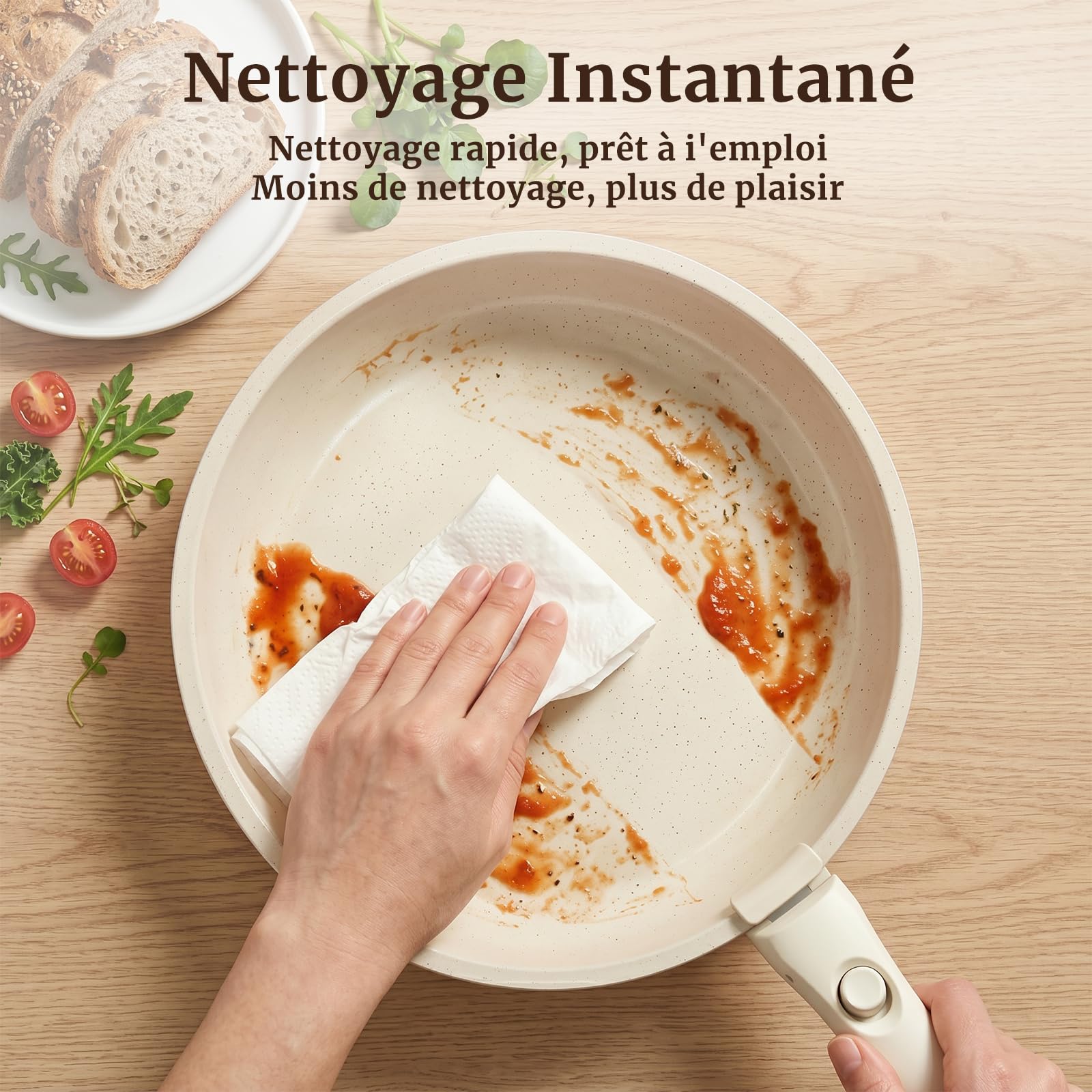 YASHE Batterie de cuisine 21 pièces, non toxique, sans PTFE ni PFAS | Non Toxique Set de Poêles et Casseroles en Granit, Compatibles Induction et Four, Empilable Gain de Place