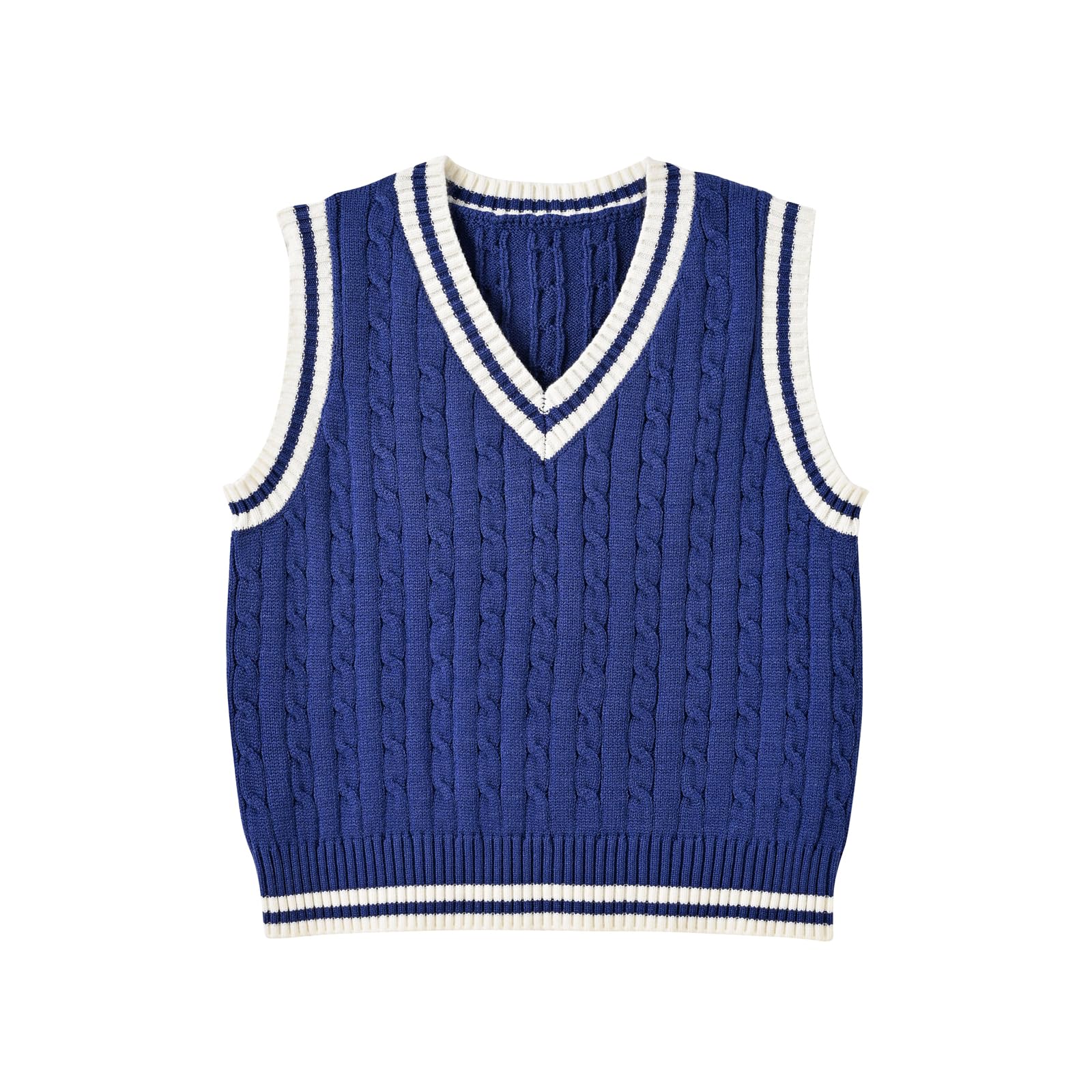 Women's Sweater Vest,Y2K Sleeveless Pattern Preppy Style Knitted Crop Tank Top for Girl