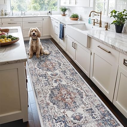Washable 3x12 Hallway Runner Rugs: Indoor Long Ultra Soft Rug for Entryway Kitchen Water Resistant Light Weight Carpet for Bathroom Living Room Non Slip Floor Mat for Bedroom Dining Room(Brick,3x12)