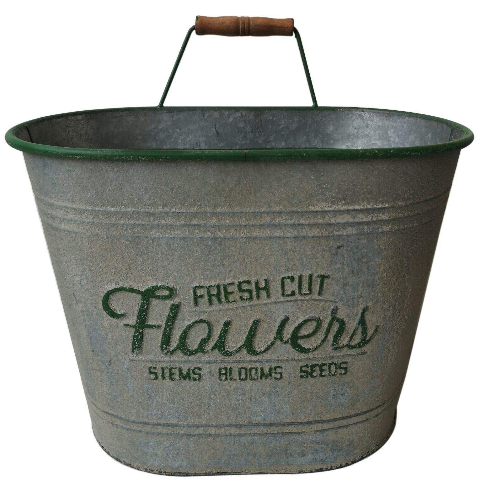 Buy All Chic "Fresh Cut Flowers Vintage Metal Bucket Trough er Garden