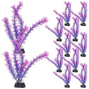 12pcs Artificial Plastic Aquarium Plants Decor Realistic Fish Tank Ornaments Tall Betta Tank Decorations for Freshwater Fish and
