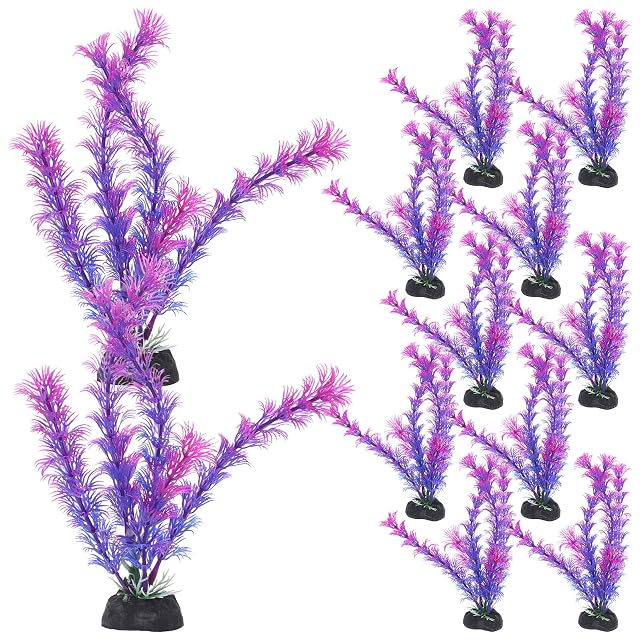 12pcs Artificial Plastic Aquarium Plants Decor Realistic Fish Tank Ornaments Tall Betta Tank Decorations for Freshwater Fish and