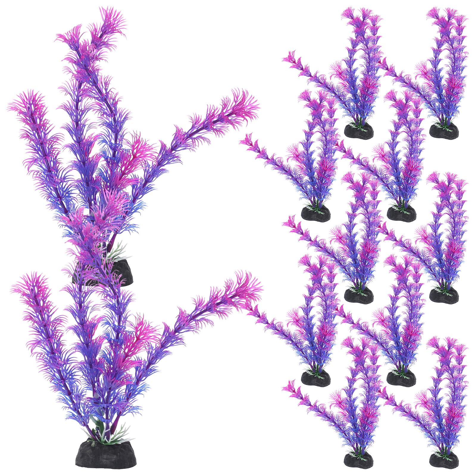 12pcs Artificial Plastic Aquarium Plants Decor Realistic Fish Tank Ornaments Tall Betta Tank Decorations for Freshwater Fish and