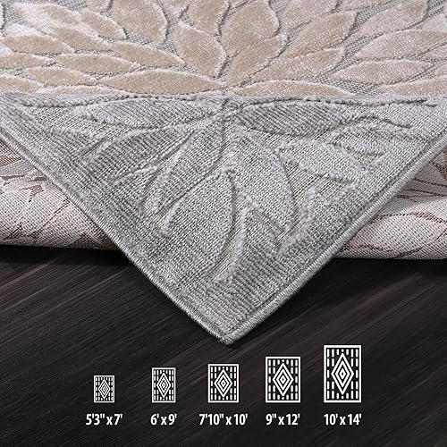 Miniatura 176 de CAMILSON Indoor Outdoor Rug 5x7 Bohemian Medallion Floral Area Rugs for Indoor and Outdoor Patios Easy-Cleaning Non-Shedding Living Room Garden and