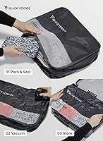 Vista 6 de Black Voyage - Bolsa de viaje reutilizable de compresión al vacío para maleta de mano y mochila, reciclada, impermeable IP67, ahorradora de espacio