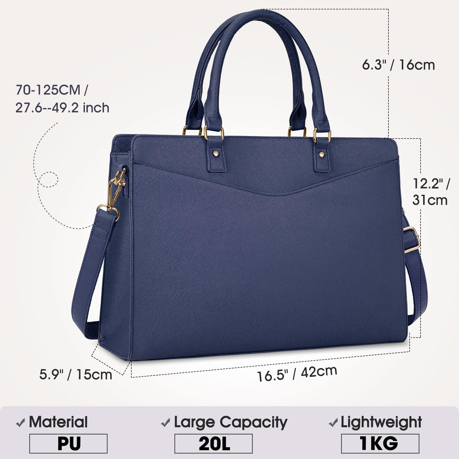 IGOLUMON Borse per laptop da donna 17.3 pollici borse da lavoro per le donne borsa a tracolla borsa per computer portatile valigetta per ufficio universitario viaggi