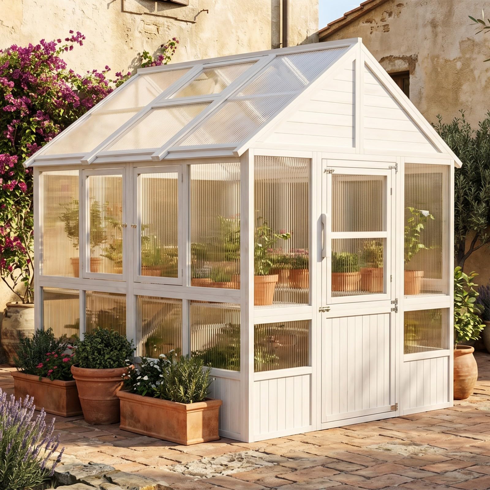 Amazon.com : MOUMON 6.8x5.4ft Walk-in Wood Greenhouse, Heavy Duty