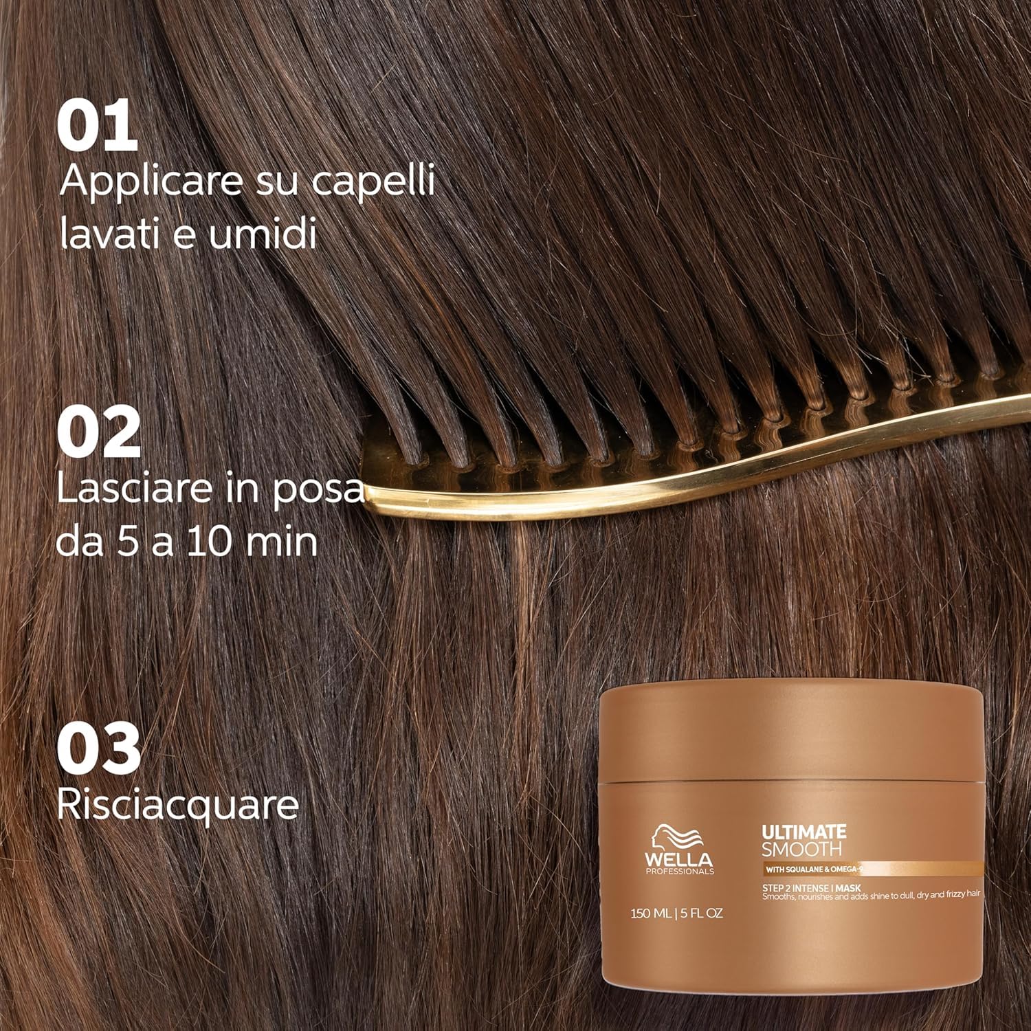 Wella Professionals Ultimate Smooth Shampoo, Maschera e Miracle Oil Serum - con Squalano e Omega 9 - Ristrutturante Capelli Secchi, Opachi e Crespi (100 ml, 75 ml e 30 ml)