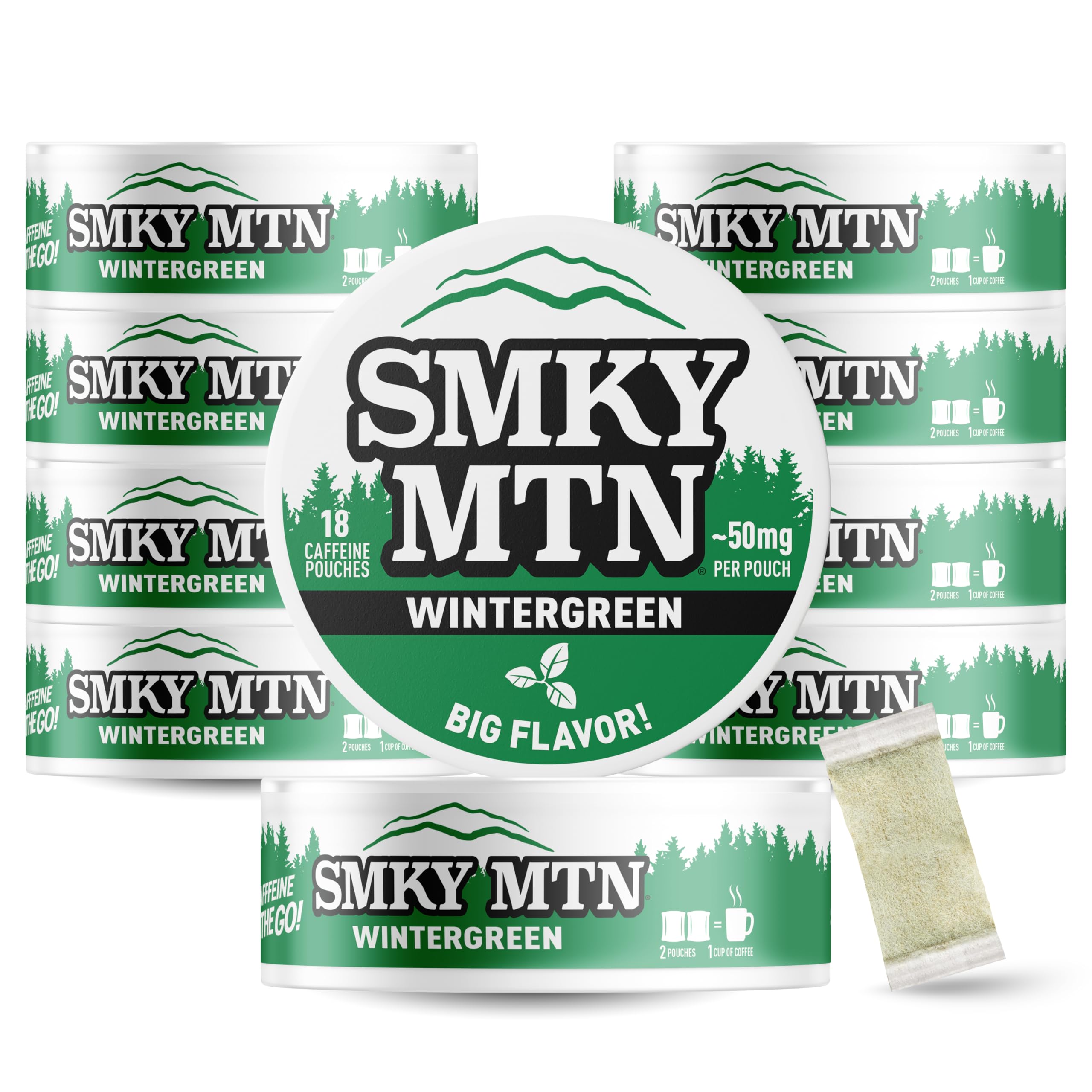 Amazon.com : Smokey Mountain Caffeinated Pouches - Wintergreen - Tobacco  Free and Nicotine Free - 10 Can Box