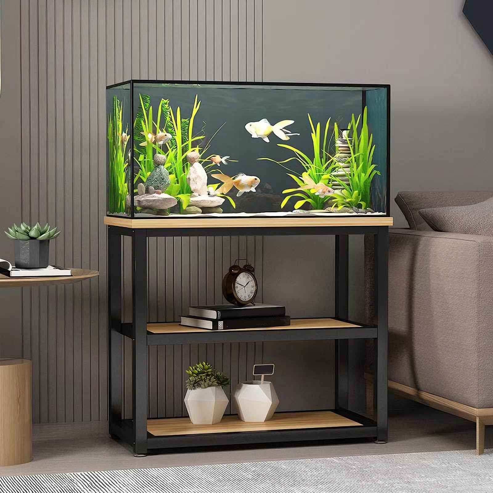 Supporto per acquario resistente, con ripiani portaoggetti