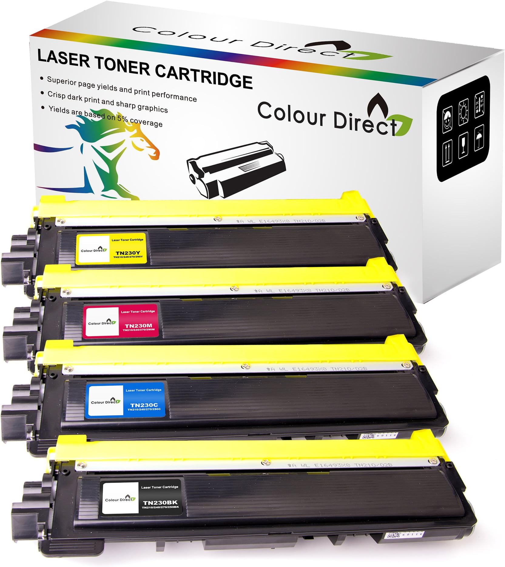 ColourDirect MFC-9320CW DCP-9010CN HL-3040CN HL-3070CW MFC-9120CN Compatible Toner Cartridge Replace TN-230 / TN-210 - 1 Full Set