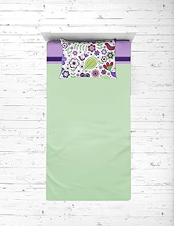 Bacati - Botanical Purple Girls 3 pc Cotton Toddler Sheet Set Including Fitted Sheet, Flat Sheet and Pillow Case for US Standard Crib/Toddler Bed