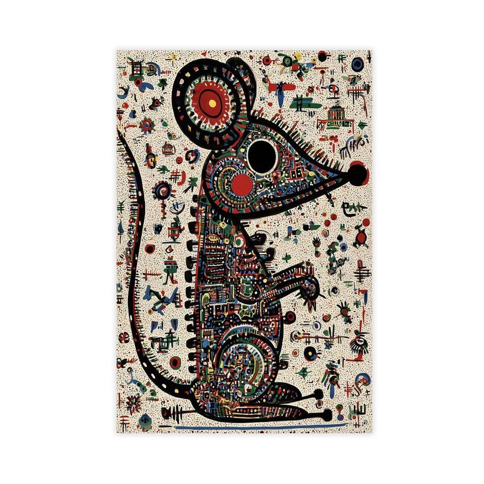 Ywtjax Unframe-Style Colorful Geometric Mouse Poster Canvas Poster For Office Decor Gift