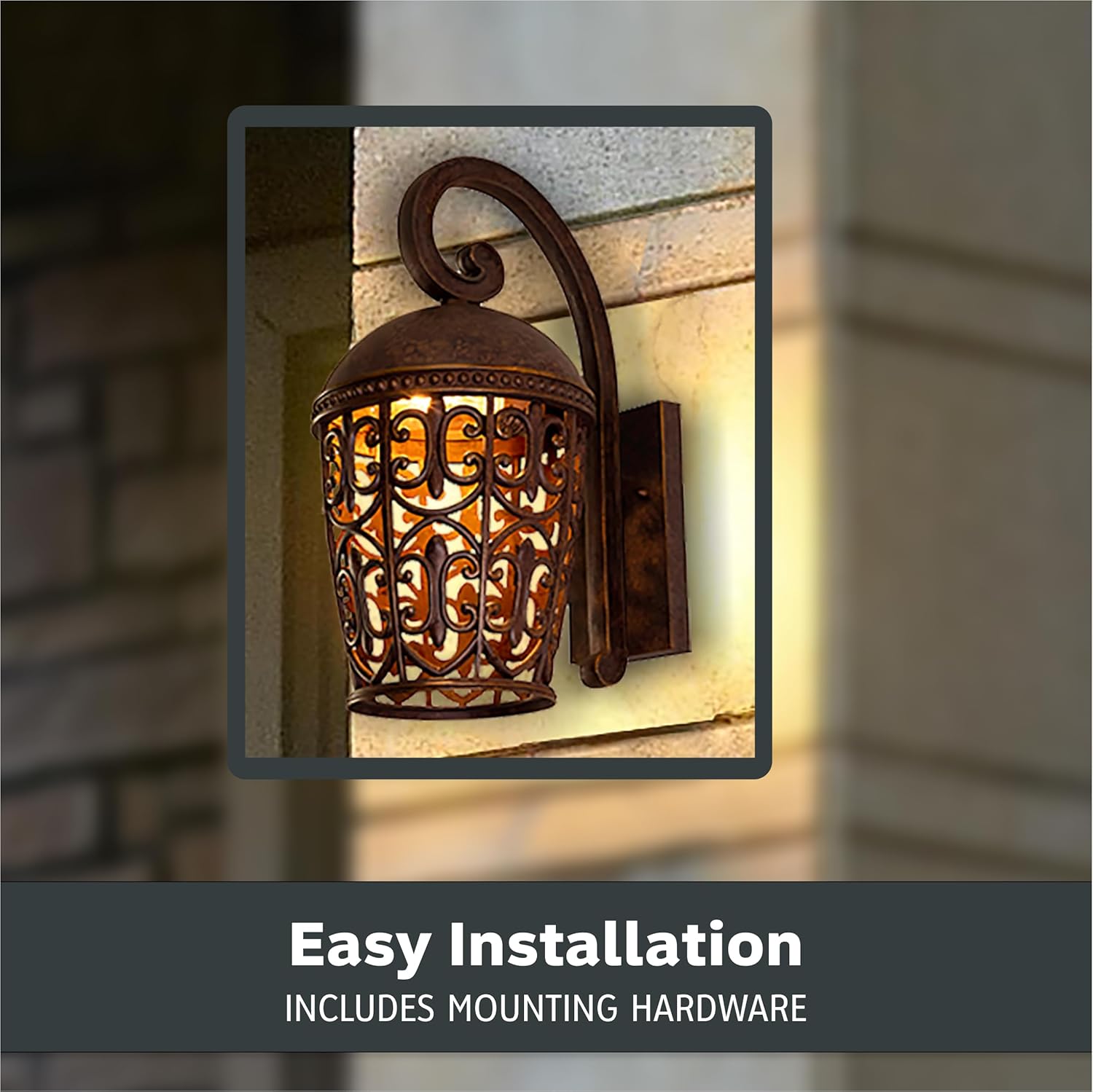 DESIGNERS FOUNTAIN Amherst Outdoor Light Fixture, 17.75 Inch Exterior Wall Lantern Sconce for Front Door, Patio and Porch, Burnt Umber, 97592-BU