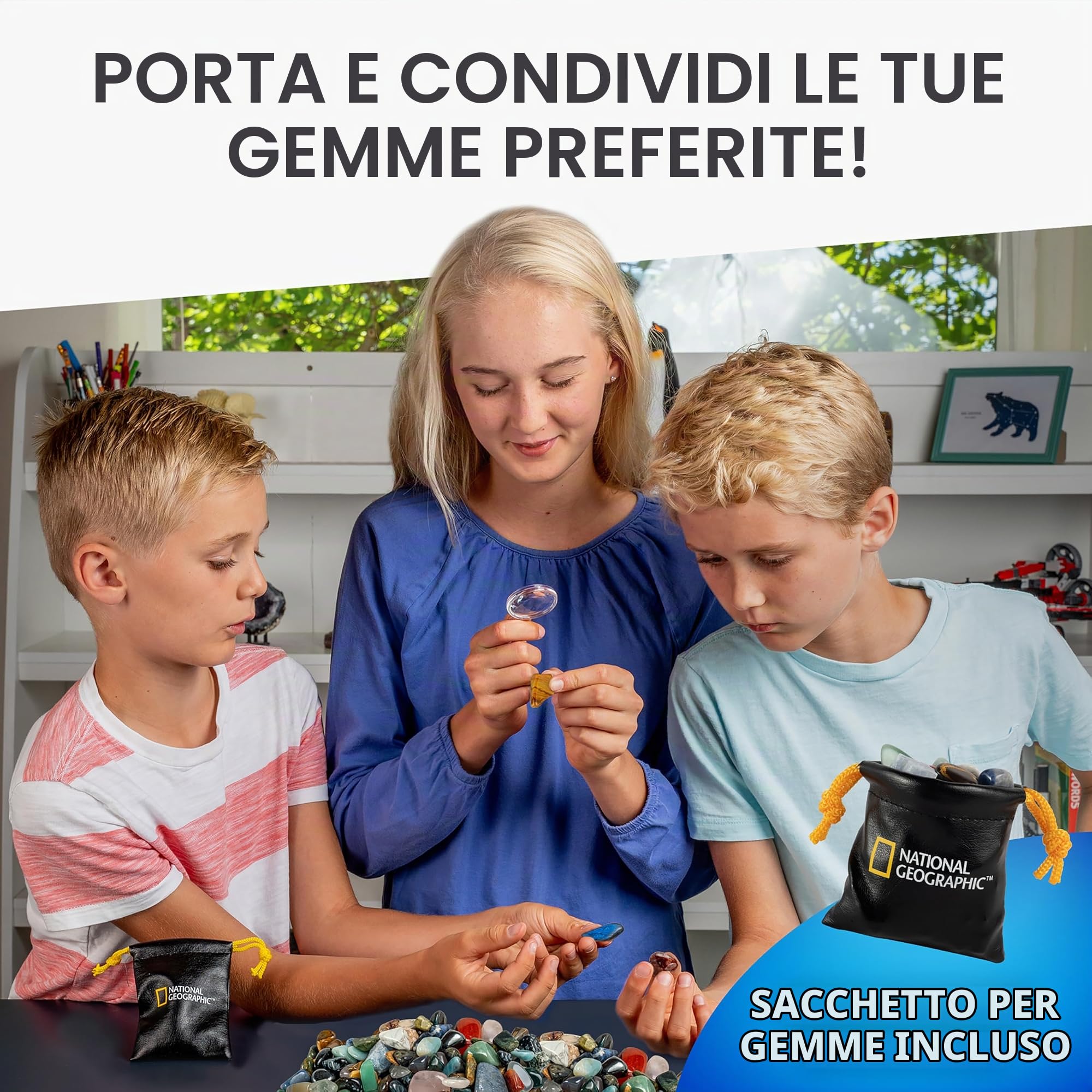 NATIONAL GEOGRAPHIC Kit di Ricarica per Lucidatrice di Pietre – 2,26 kg di Miscela di Rocce e Gemme Grezze da Lucidare, Accessori per Lucidatrice di Pietre, Ricarica di Abrasivi e Lucidatura