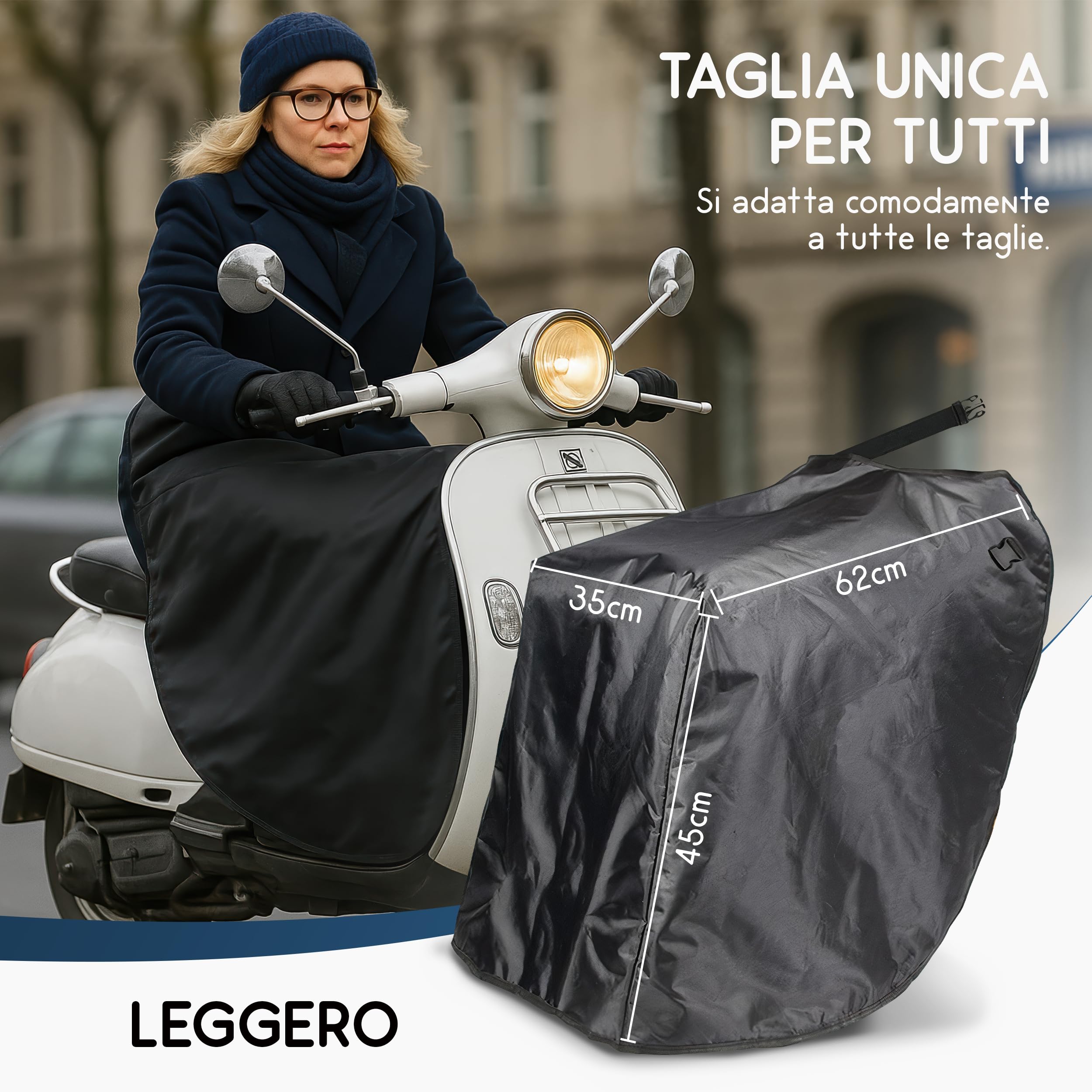 Scooter - Tappeto universale per gambe - Scalda gambe - Coperta - Tappeto Scootmobile - Impermeabile - Antivento - Copertina Scooter