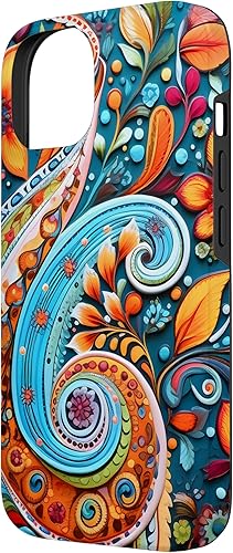 Miniatura 5 de Funda para iPhone 13 Pro Max Vivid Blue and Orange Paisley Floral Art Case