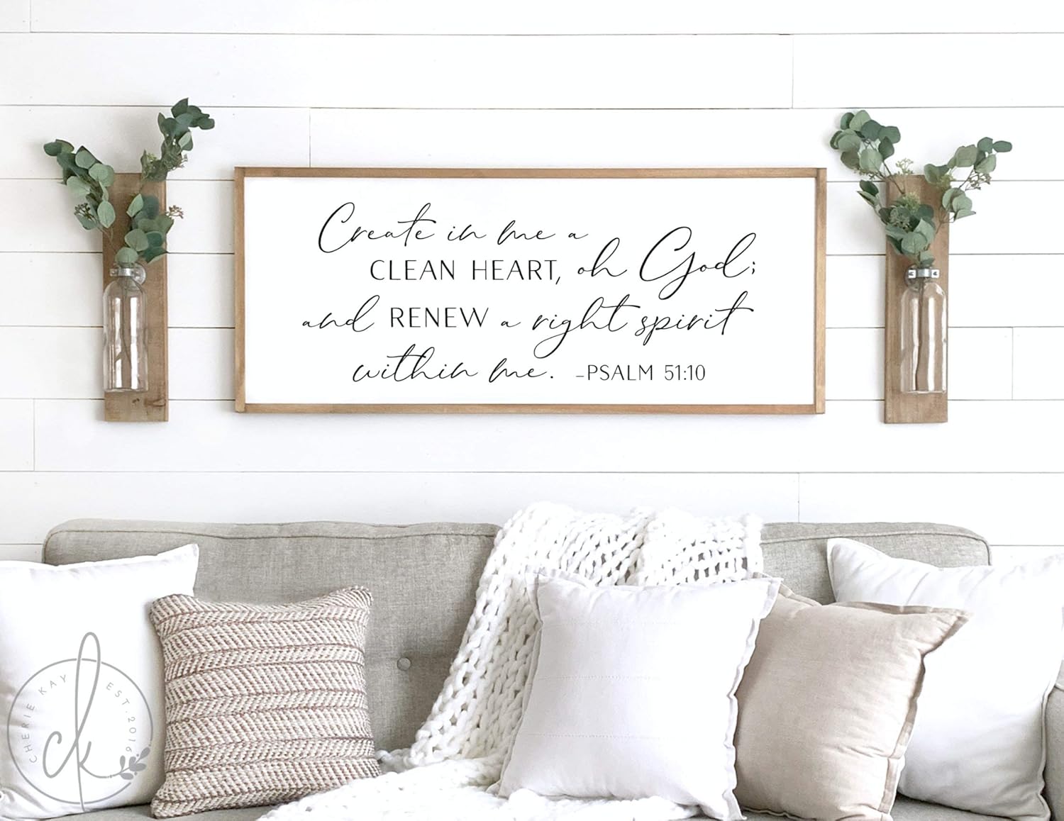 Fprqlyze Scripture Wall Decor Create in Me A Clean Heart Sign Bathroom Wall Decor Bible Verse Sign Scripture Wood Sign Psalm 51:10 12x22inch