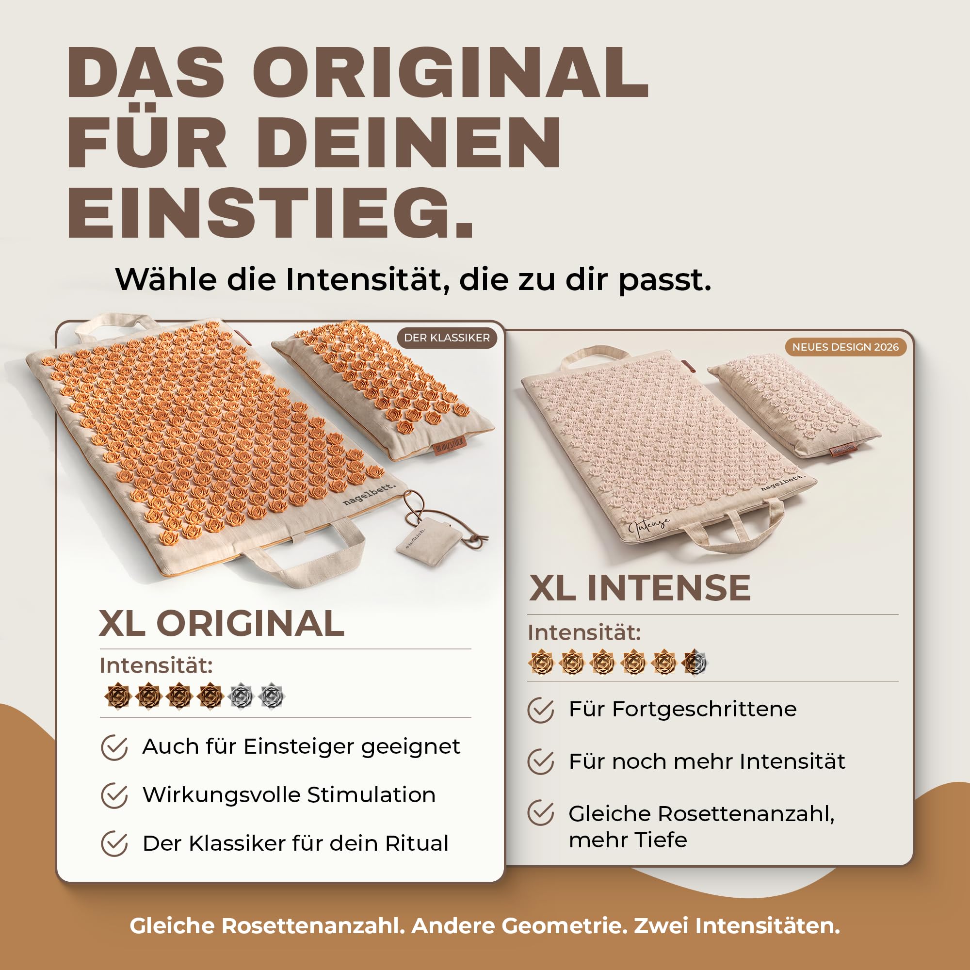 Glanzstück Berlin® Akupressurmatte XL – Set mit Kissen, Tragetasche & Reise-Rosette, 6.850 Blütenspitzen für Rücken, Nacken & Ganzkörper | 72 × 42 cm | Designed in Berlin