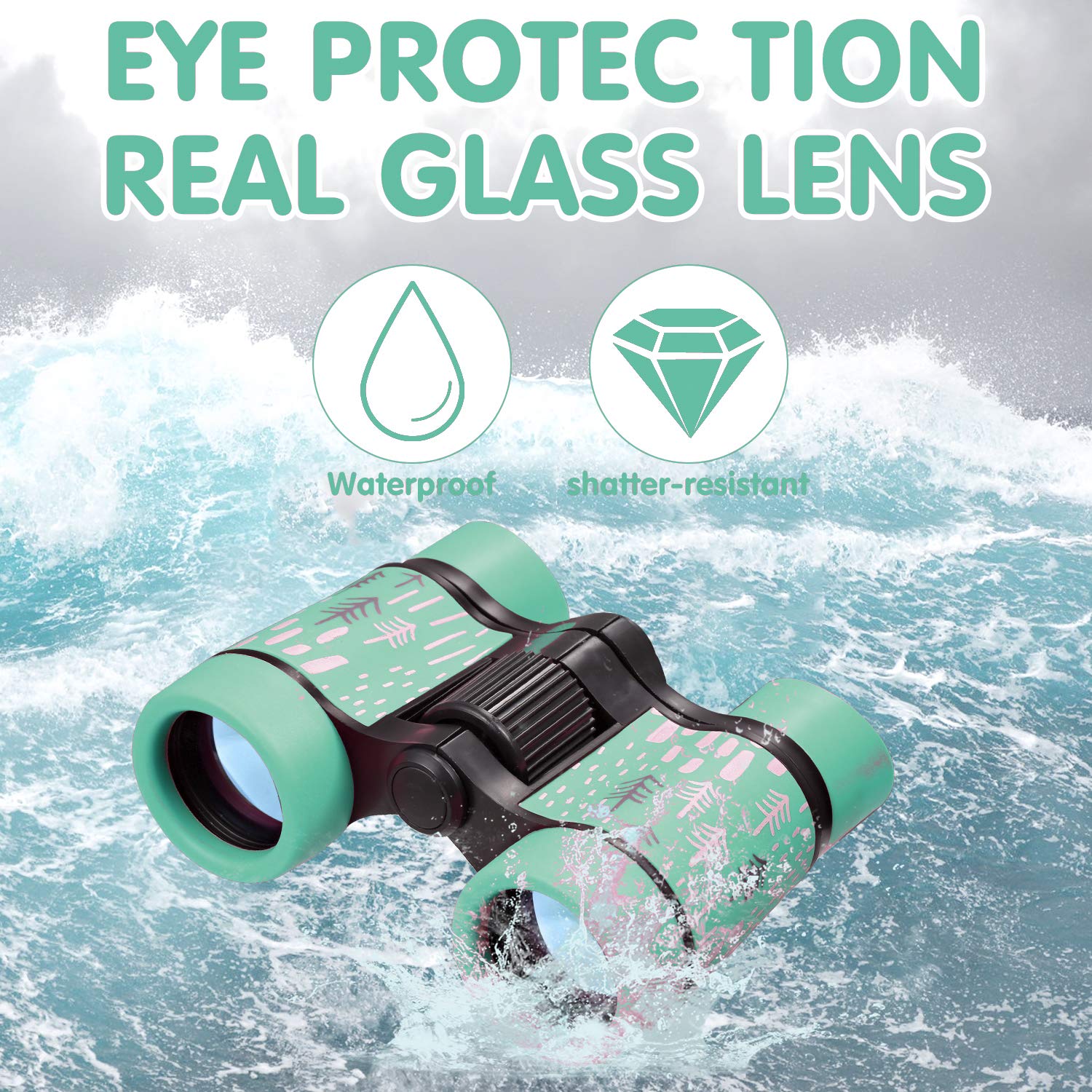 YiYunTE Binoculares Para Niños 4x30 | Prismáticos Compactos A Prueba De Golpes | Alta Resolución Con Lentes De Vidrio Óptico | Ideales Para Observación De Aves, Senderismo Y Excursiones | Incluye Correa | Color Rosa