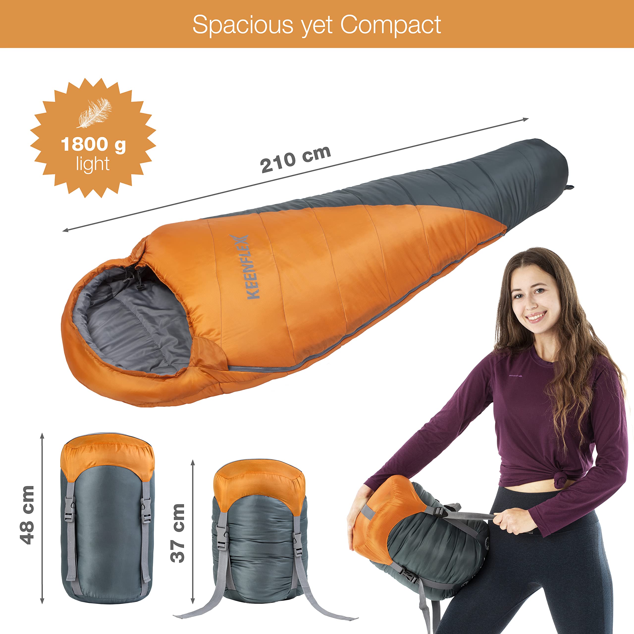 KEENFLEX Sleeping Bag (Orange) Sports & Outdoors