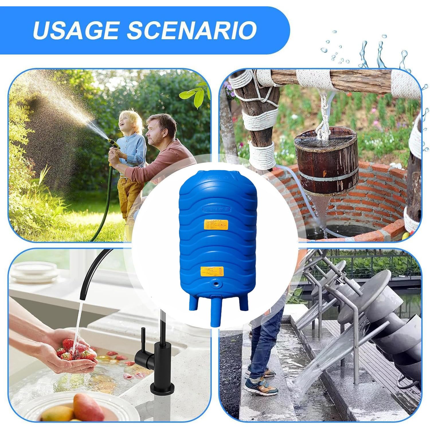 Druckwasserspeicher für den privaten und gewerblichen Gebrauch, robuster PE-Behälter, 100 l