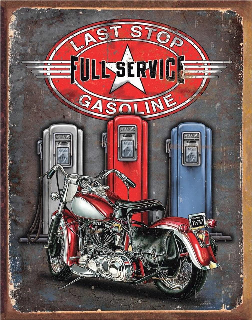 Desperate Enterprises Legends - Last Stop Gasoline Tin Sign - Nostalgic Vintage Metal Wall Decor - Made in USA