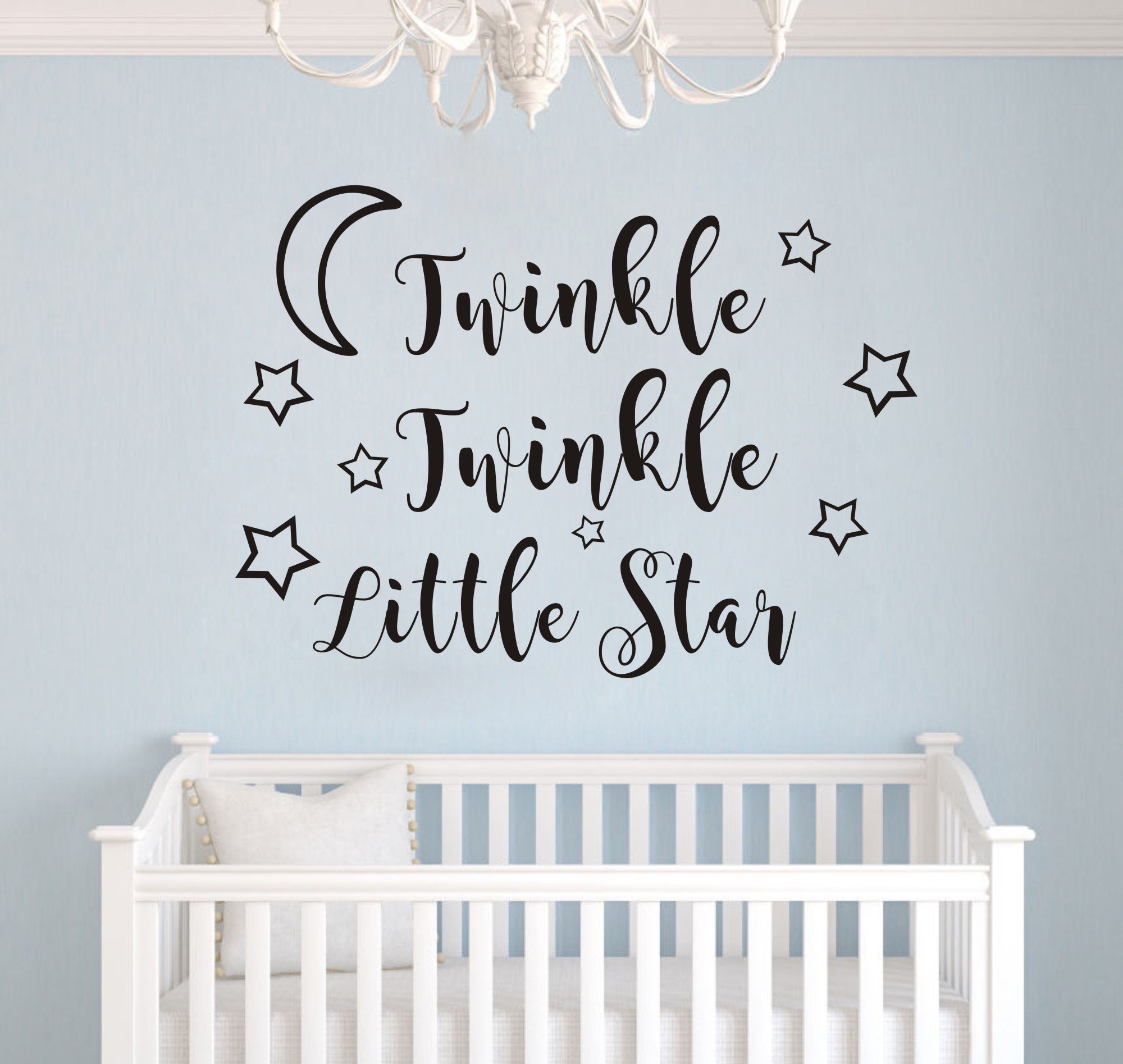 Joyreside Twinkle Twinkle Little Star Autocollant mural Art Vinyle autocollant enfants Chambre de bébé garçon fille Décoration chambre d'enfant Chambre à coucher Home Decor Ymx29 57x42cm noir