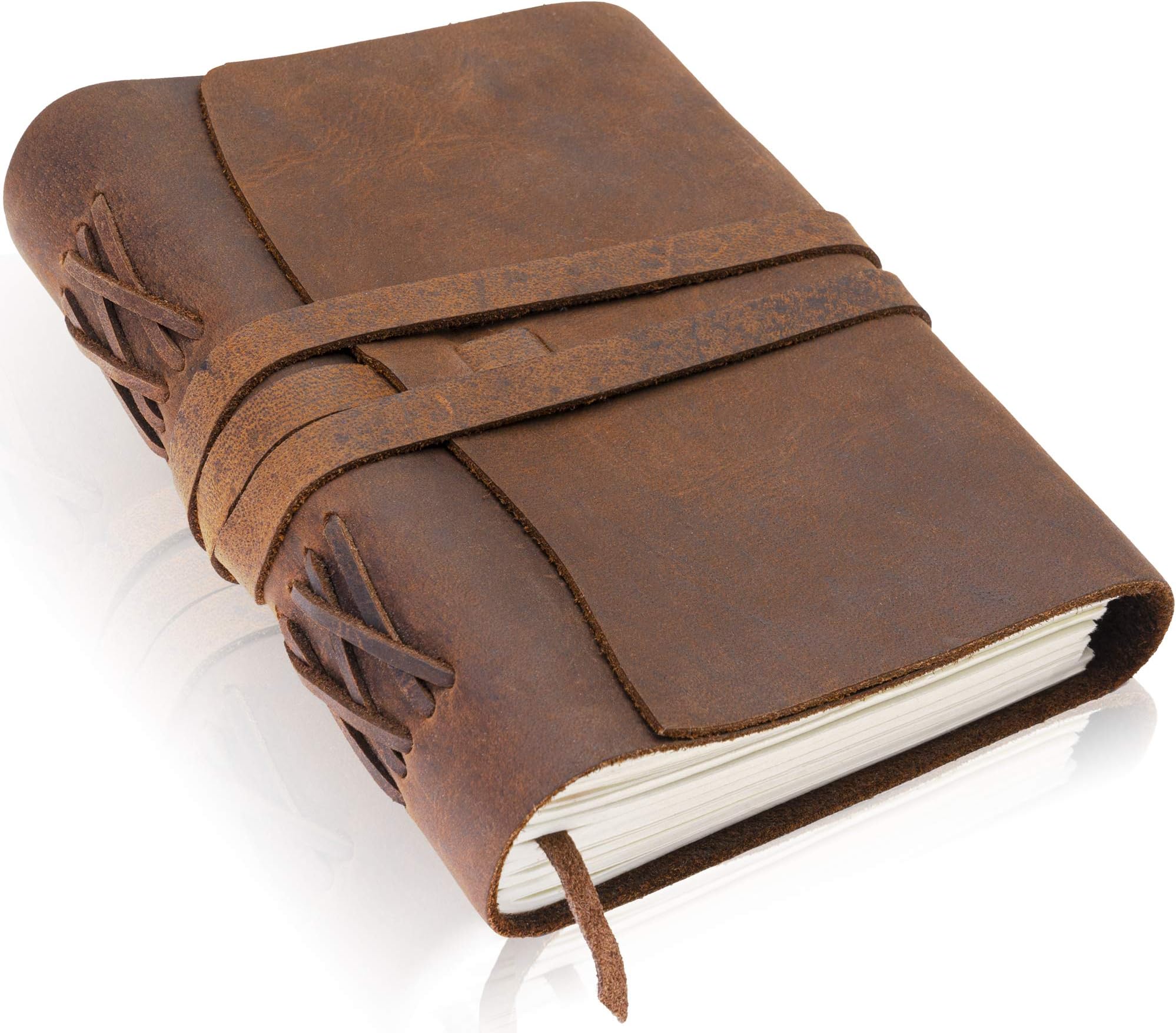 Scriveiner Premium Handmade Leather Journal – 8x6 Inch Unlined Leather Bound Daily Writing Notebooks & Journals to Write in for Men & Women, Cotton Paper Antique Travel Diary