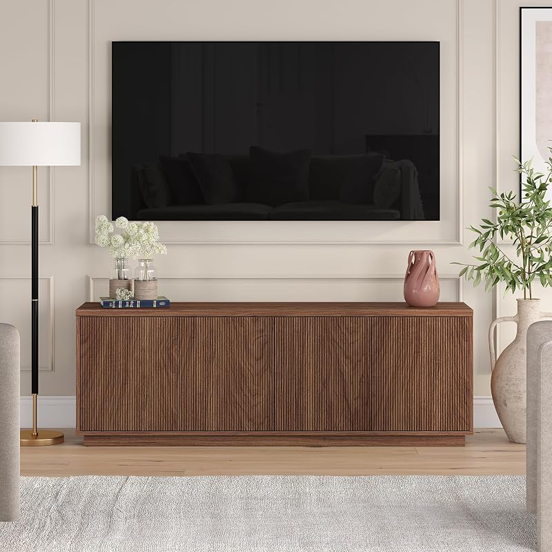 Henn&Hart 70" TV Stand for TVs up to 75", Medium Walnut image 2