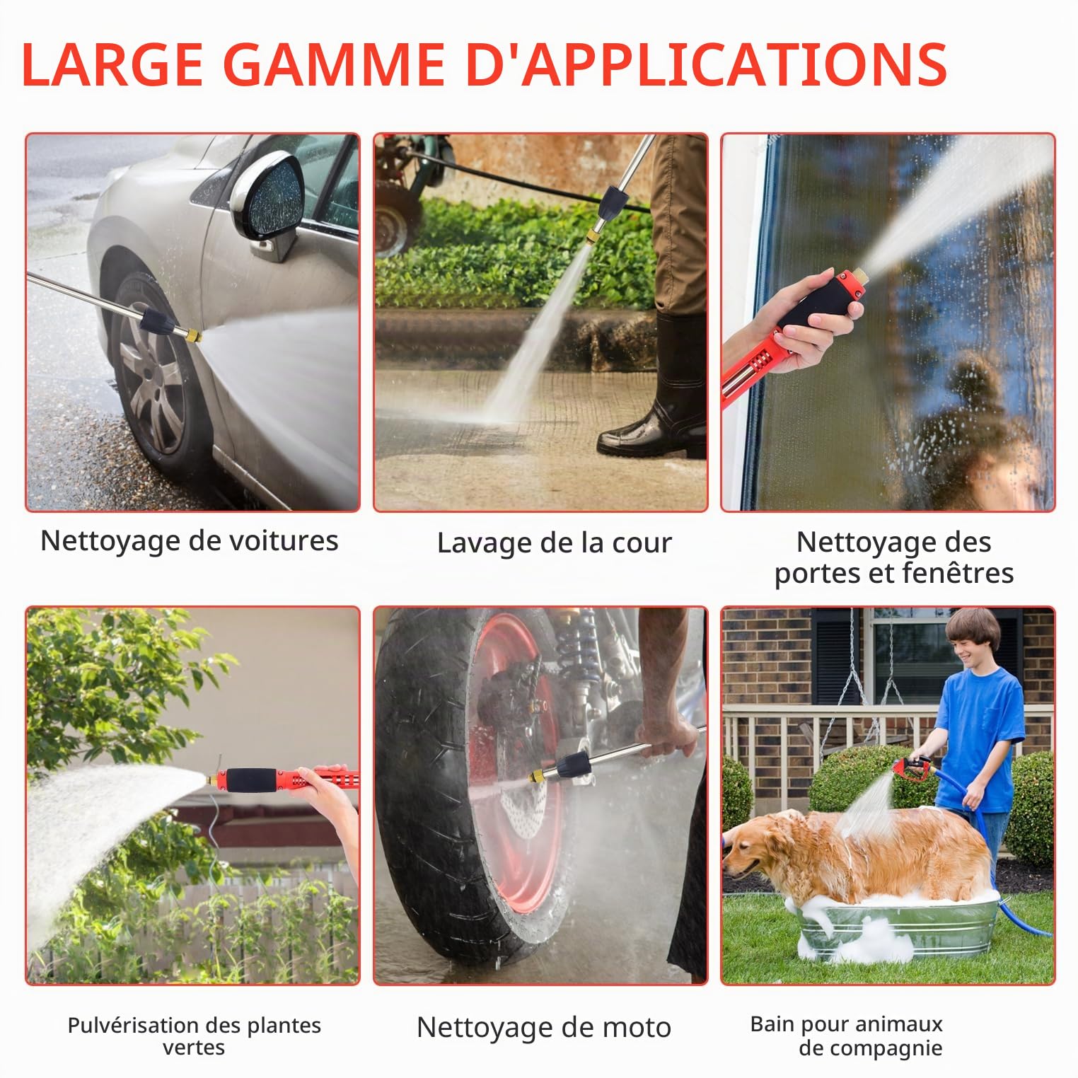 Pistolet De Lavage Haute Pression avec 5 Embouts De Buse,M22-14mm Nettoyage de Laveuse à Jet de Voiture pour Le Lavage Des Voitures,L'Irrigation Des Jardins,Le Nettoyage Des Vitres