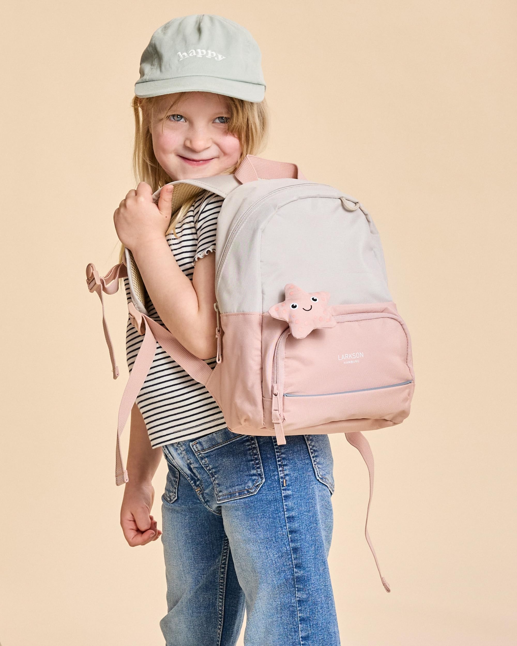 LARKSON Zainetto Asilo Bambino Rosa - Knut - Zaino Bambina con Cinghia Pettorale - Dai 2 Anni in Su - 6 Litri - Idrorepellente