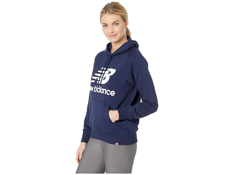 

New Balance Essentials Pullover Hoodie (Pigment/White) Women's Fleece, Black