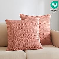 Vista 184 de PHF Fundas de almohada 100% algodón con tejido de gofre de 24 x 24 pulgadas, paquete de 2 fundas cuadradas para decoración elegante del hogar, sin