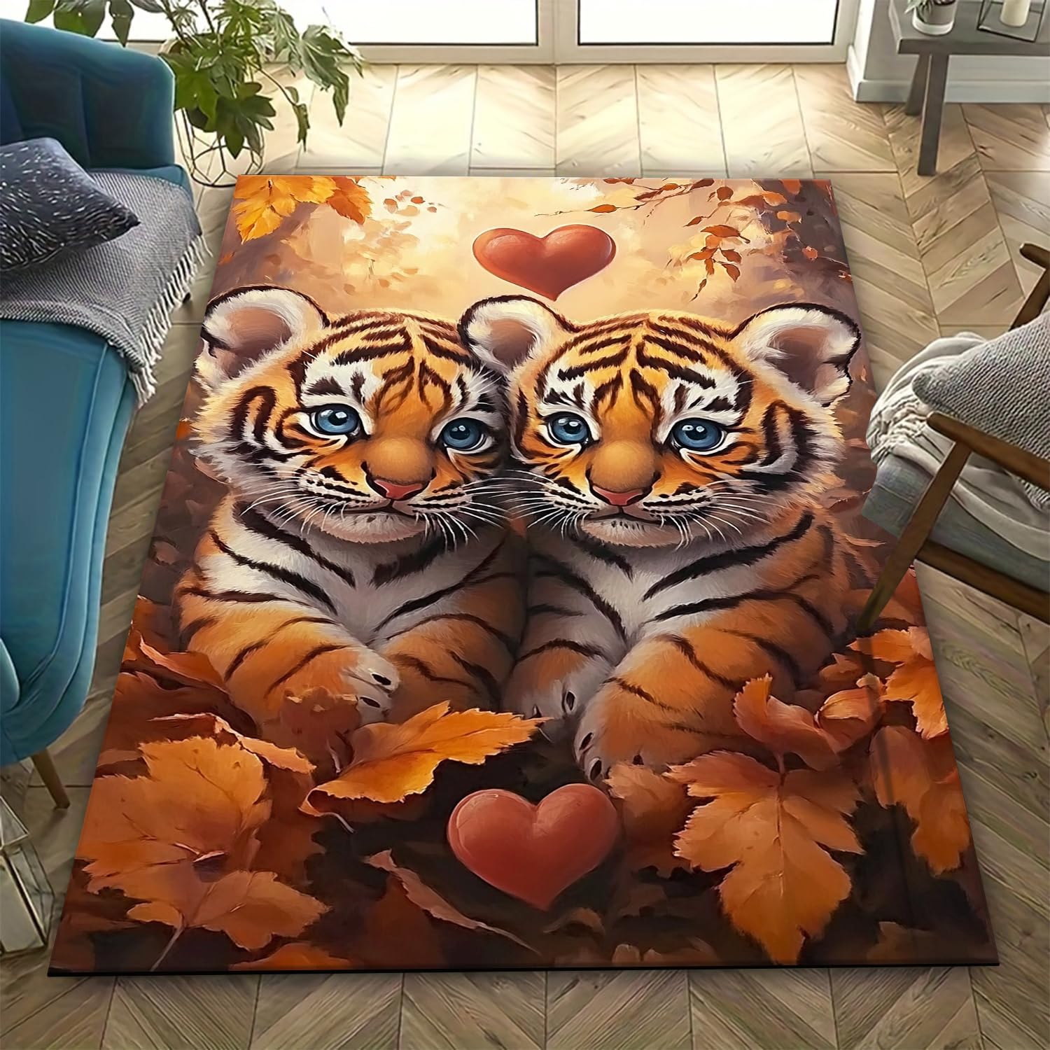 Tapis d'intérieur anti-fatigue tigre 3D lavable pour sols glissants