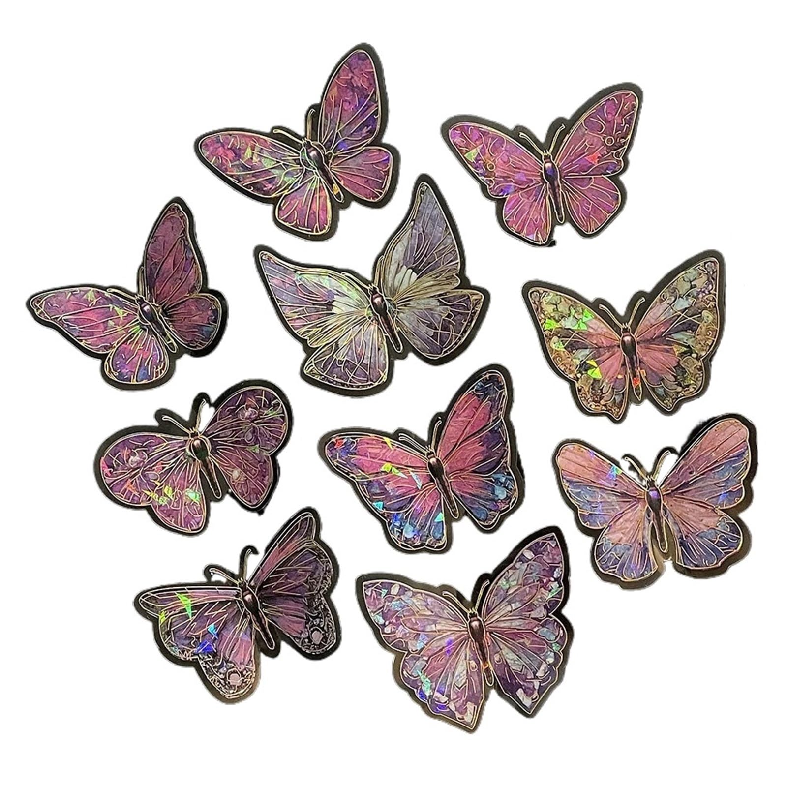 10Pcs Butterfly Wall Three-dimensional Exquisite Stickers Hand Account DIY Decorative Hollow(Color 5)