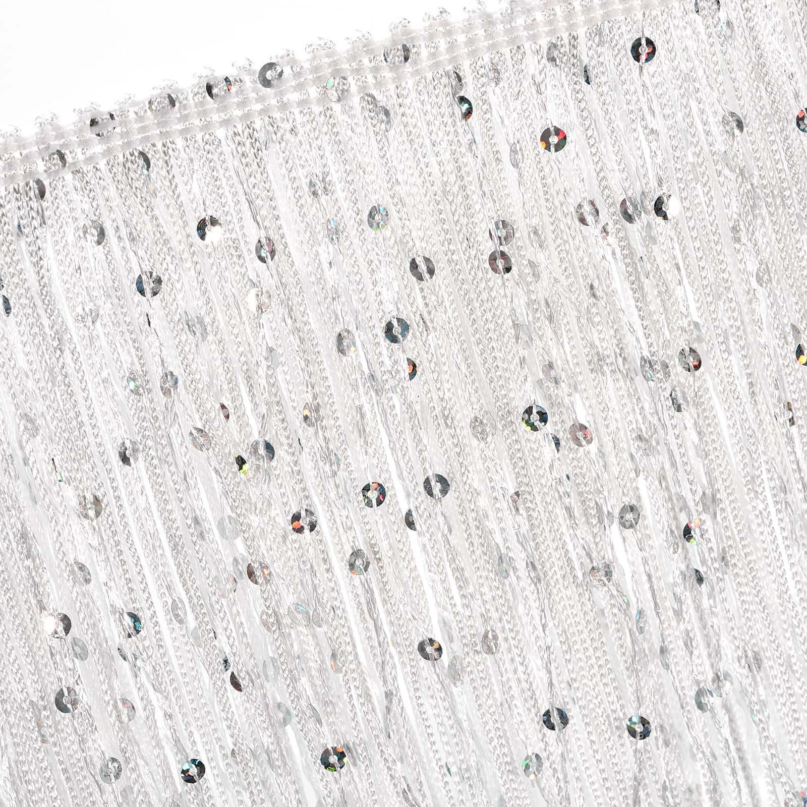 Ruban à Franges Pailleté Argenté - 1 Mètre X 25 Mm - Décoration Couture, Vêtement, Déco Maison - Style Vintage