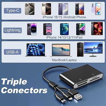 Memory Stick Pro Duo Adapter - SD/MS/XD/TF Sony Cybershot SD Memory Stick Pro Duo Reader for iPhone 17 16 15 14/Android/PC, 4 in 1 Memory Card Digital Camera Adapter