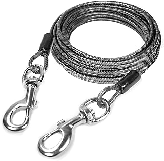 Mighty Paw Dog Tie Out Cable - Perfect for Large Or Small Dogs - Provides an Off-Leash Feel with Total Control - Strong Braided Steel Cable for Ultimate Durability - Weather Proof - Rust Protected