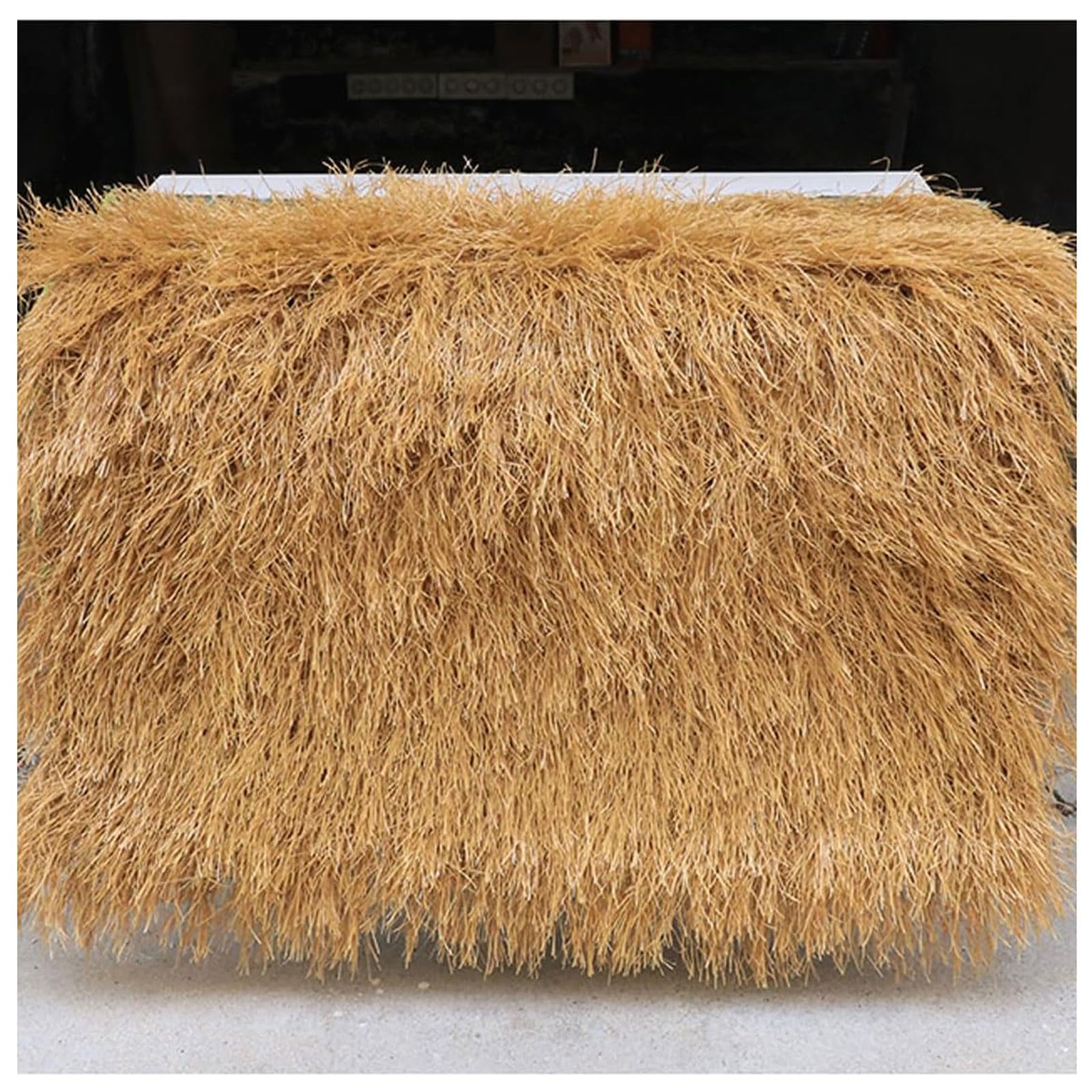 Feuerhemmende künstliche Strohdachplatten, 1 x 3 m, gelbe Strohrolle für Tiki-Bar, Gartenparty, Dekoration, langlebiges synthetisches Stroh für den Außenbereich