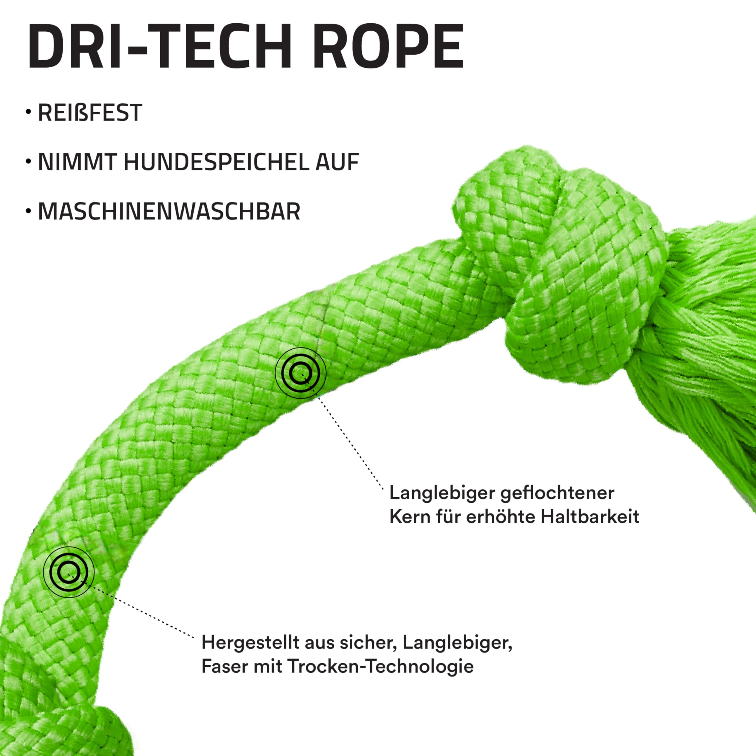 Playology Hundespielzeug | Dri-Tech Tauziehen Hundespielzeug für harte Kauer | Süßkartoffel-Duft, mittelgroßes Zerrseil für Hunde
